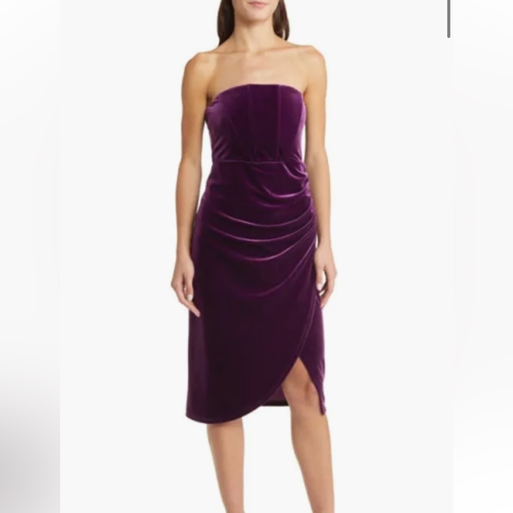 Lulu's Deep Purple Asymmetrical Velvet Dress